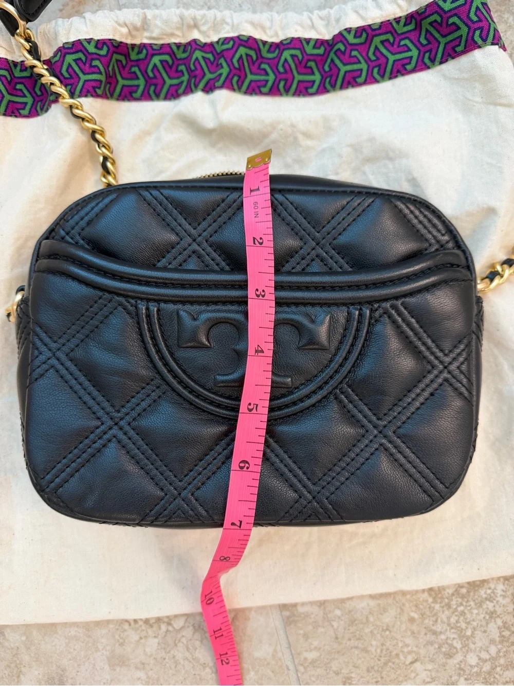 Tory Burch Black Quilted Leather Chain Strap Crossbody